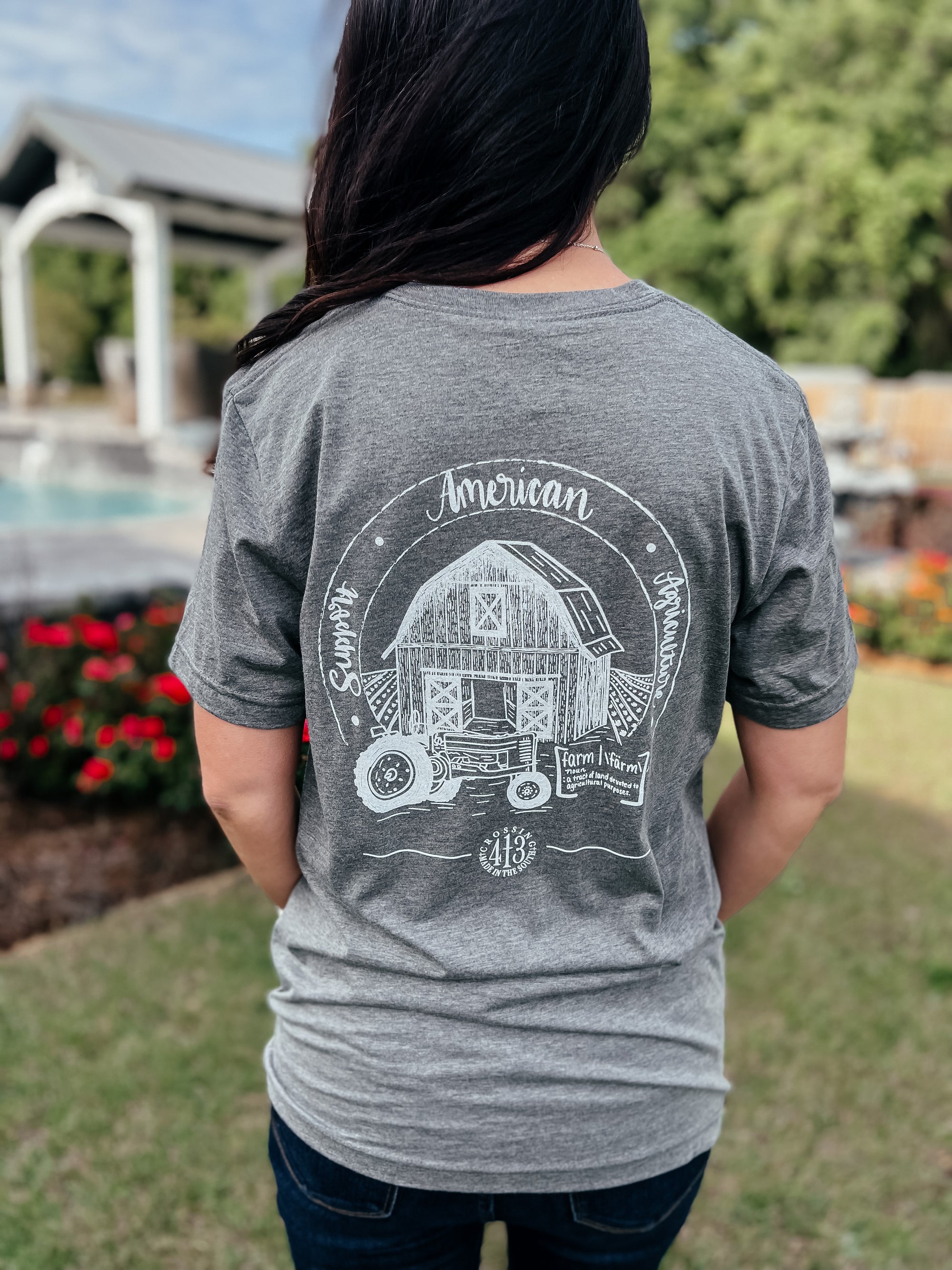 Homegrown - Support American Ag T - GREY V-neck