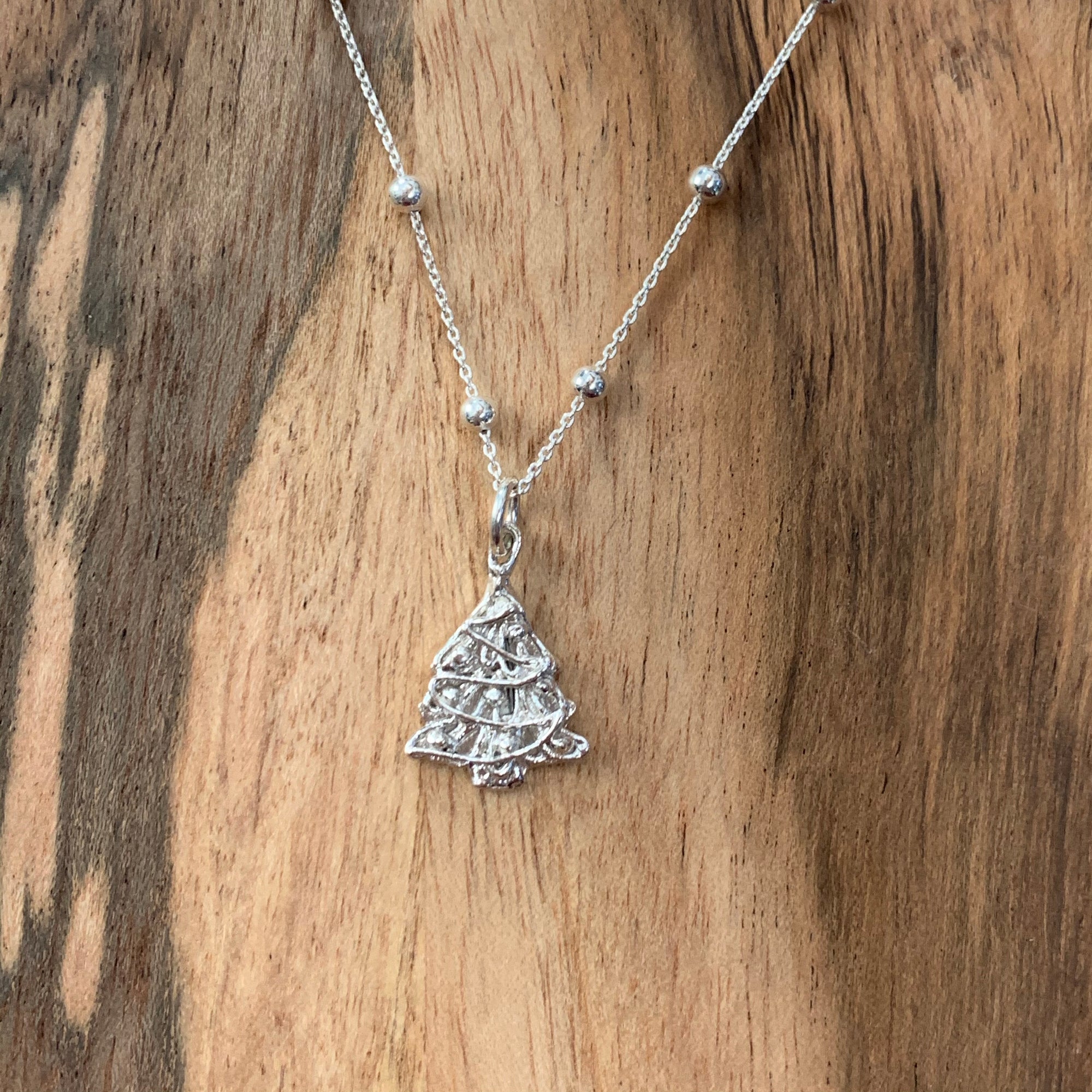 Mini Hand-trimmed Christmas Tree Necklace
