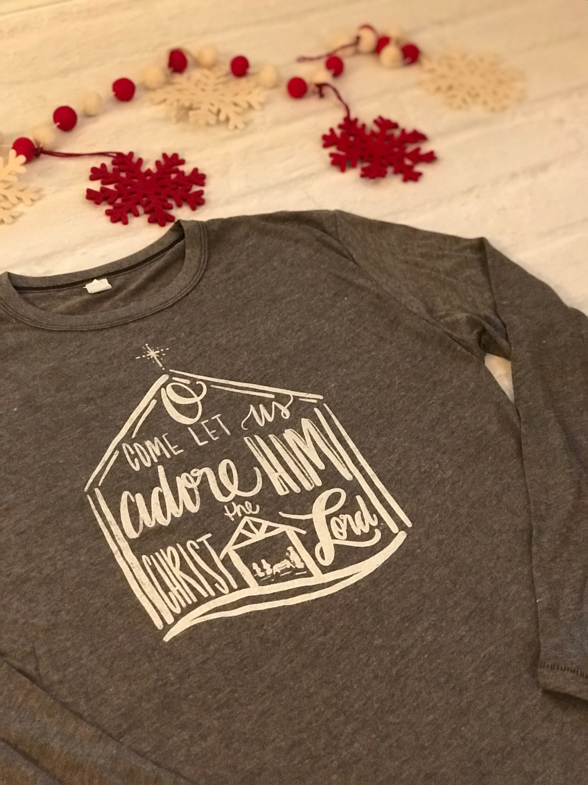 Come Let Us Adore Him - Grey Sweater